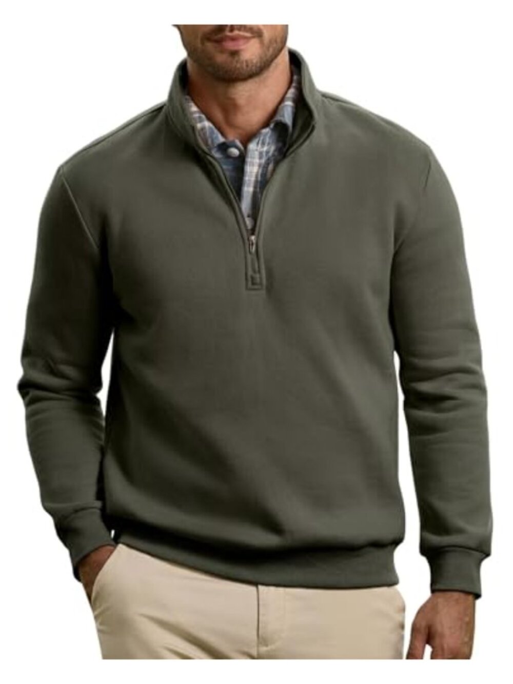 Men's Casual Half Zip Fleece Pullover Sweatshirt Mock Neck Long Sleeve